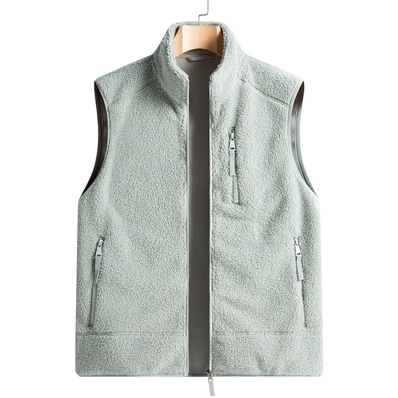Nameria Unisex Fleece Lined Zip-Up Vest Stand Collar