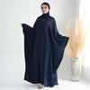 Nameria Womens Bat Sleeve Long Dress With Belt Crewneck
