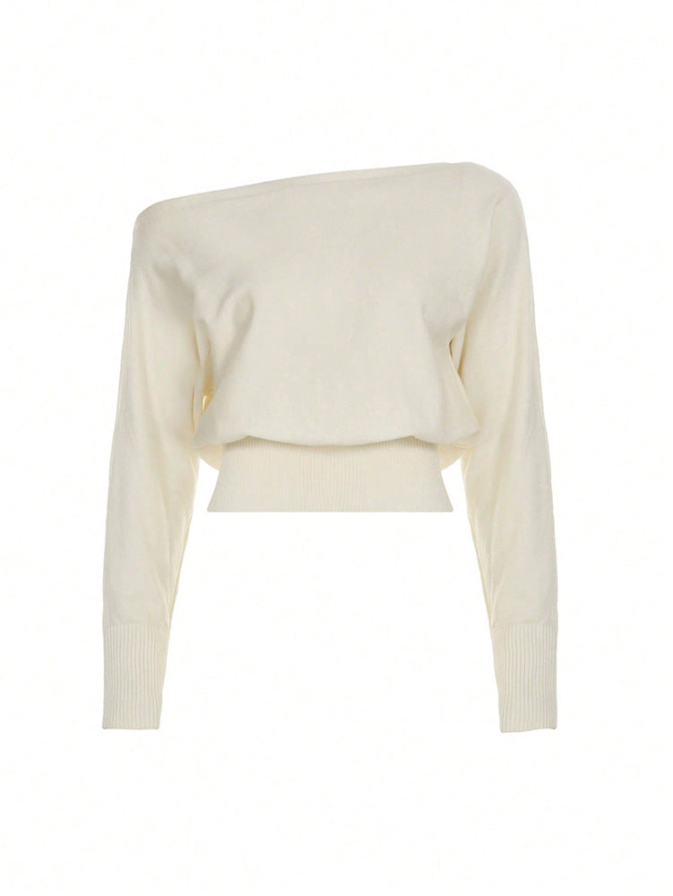 Nameria Asymmetrical Off Shoulder Sweater Waist Fit