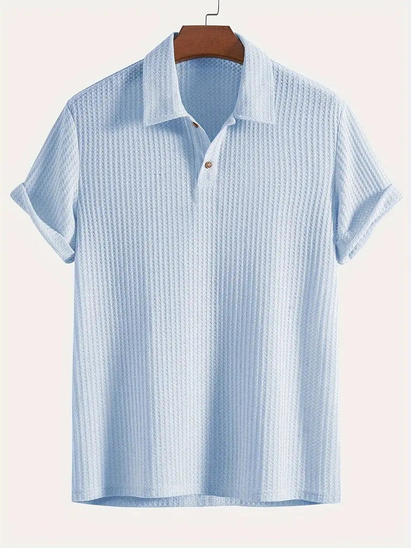 Nameria Men's Lapel Rhombic Knit Short Sleeve Polo