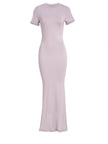 Nameria Round Neck Short Sleeve Slim Fit Long Dress