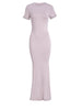 Nameria Round Neck Short Sleeve Slim Fit Long Dress