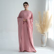 Nameria Womens Bat Sleeve Long Dress With Belt Crewneck