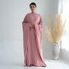 Nameria Womens Bat Sleeve Long Dress With Belt Crewneck