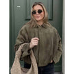 Nameria Suede Textured Lapel Bomber Jacket