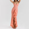Nameria Mesh Pleated V Neck Sleeveless High Waist Long Dress