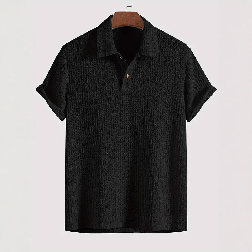 Nameria Men's Lapel Rhombic Knit Short Sleeve Polo