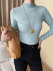 Nameria High Neck Rib Knit Top Slim Fit Base Layer