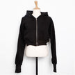 Nameria Stylish Zip Up Cropped Hoodie Terry Cotton