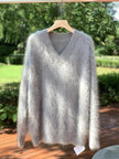 Nameria Womens Cashmere V Neck Sweater Pullover Long Sleeve