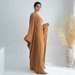 Nameria Womens Bat Sleeve Long Dress With Belt Crewneck