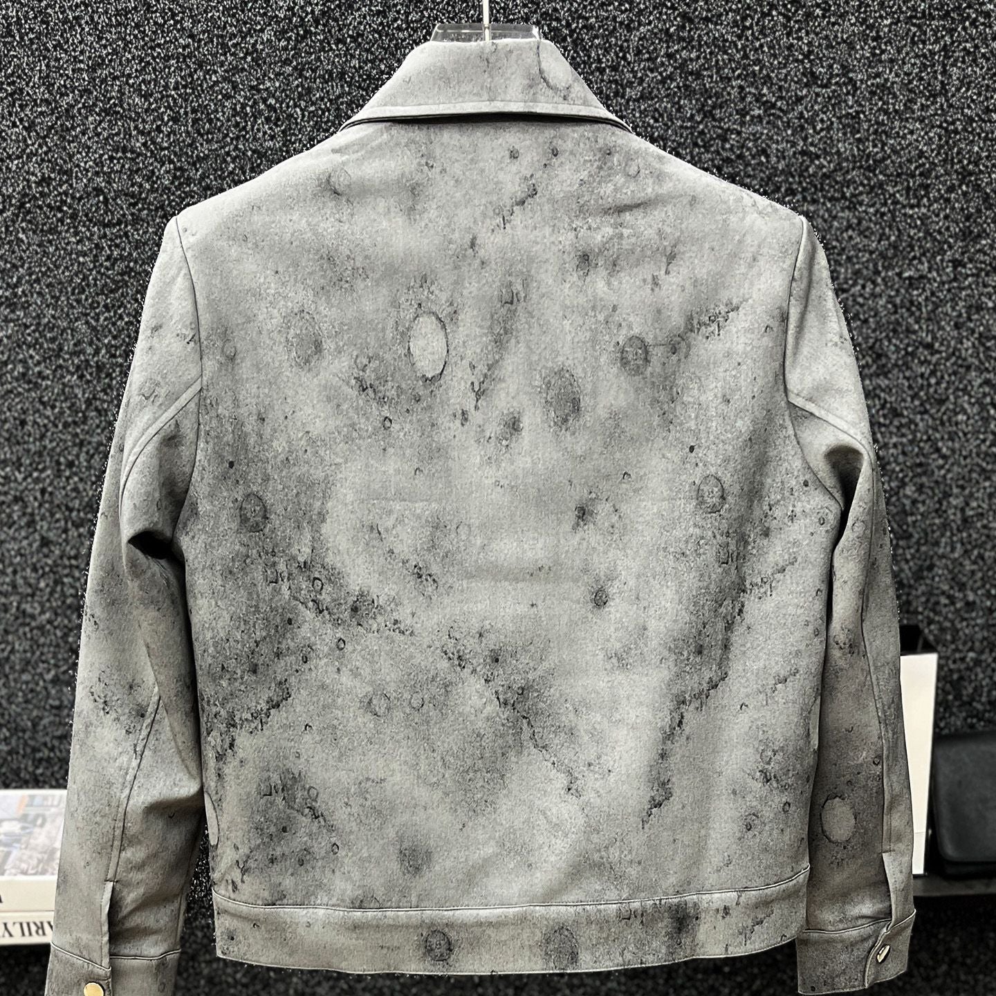 Nameria Men's Retro Tie-Dye Short Jacket with Lapel Collar