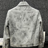 Nameria Men's Retro Tie-Dye Short Jacket with Lapel Collar