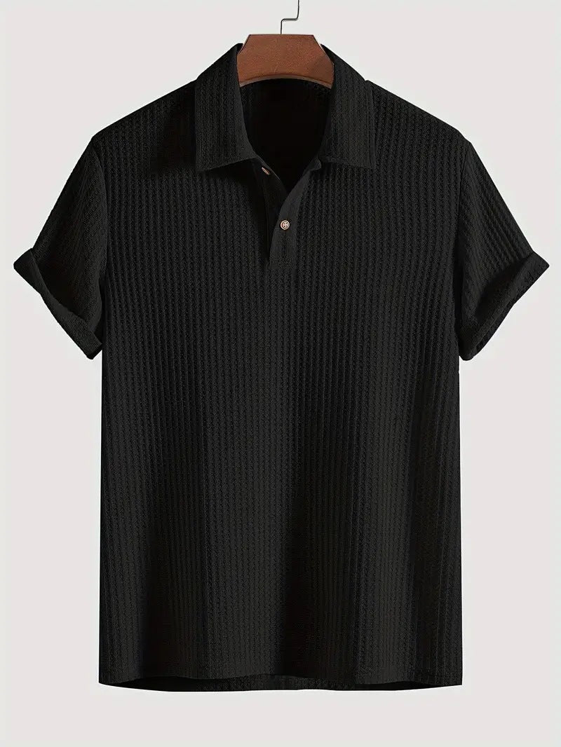 Nameria Men's Lapel Rhombic Knit Short Sleeve Polo