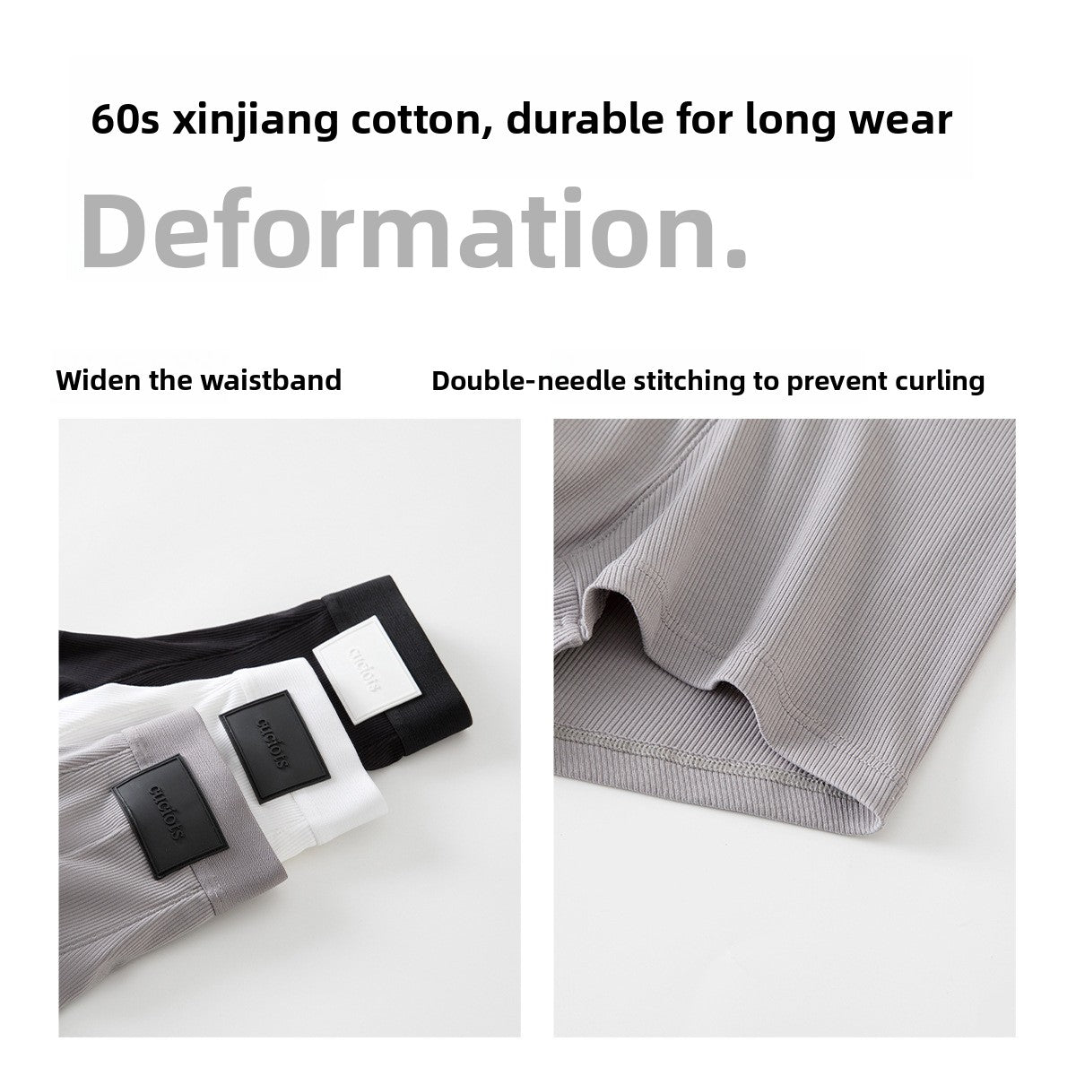 Nameria Men's Mid Waist Cotton Boxer Briefs Solid Color