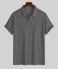 Nameria Men's Lapel Rhombic Knit Short Sleeve Polo