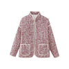 Nameria Womens Cotton Jacket Stand Collar Floral Print Mid Length