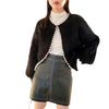 Nameria Pearl Trim Mink Touch Cardigan Lantern Sleeve