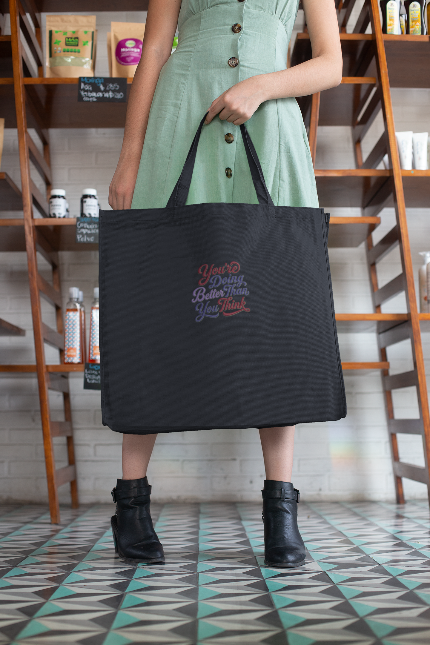 Embroidered Eco Tote Bag – “You’re Doing Better Than You Think”